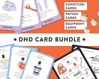 Printable DnD Cards Bundle, Potions, Conditions, Equipment (Digital Download)