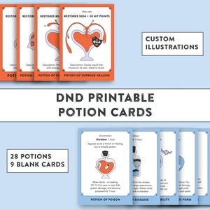 Dnd Potion and Healing Cards Digital Printable Game Deck Dungeons and Dragons Prints for DM and Digital Gifts for Gamers