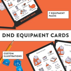 Printable DnD 5e Equipment Pack Cards Starter Gear Inventory Tracker for Dungeons & Dragons Players and DMs