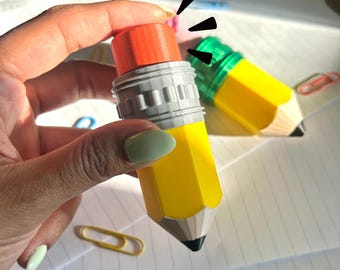 School-Themed Chunky Pencil Fidget Clicker Toy Keychain - Stress Relief for Teachers