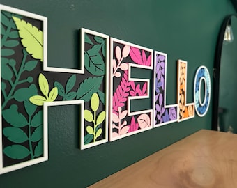 3D Printed Floral Letter: 6" Nursery Name Sign, Custom Wall Decor