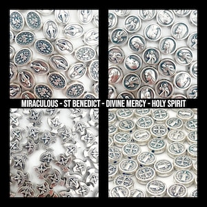 WHOLESALE Holy Spirit St Saint Benedict San Benito Divine Mercy Miraculous Catholic Saints Medals Charms Beads For DIY Jewelry Rosary Parts