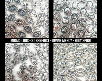 WHOLESALE Holy Spirit St Saint Benedict San Benito Divine Mercy Miraculous Catholic Saints Medals Charms Beads For DIY Jewelry Rosary Parts