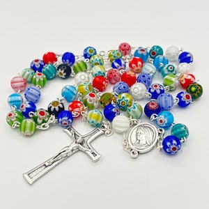 Bunte Blumen Perlen aus Murano Glas Rosenkranz