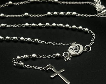 Silver Medjugorje Rosary Necklace Divine Mercy