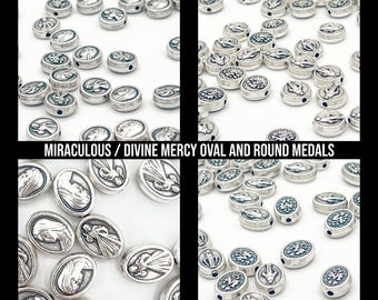 Divine Mercy Miraculous Medals Virgin Mary Wholesale Catholic DIY Supplies Jewelry Supplies 50 100 200 Religious Parts Charms Beads