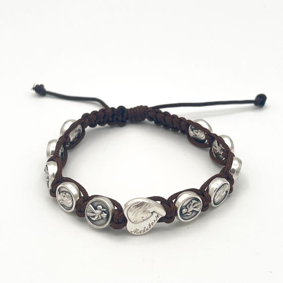 WomensロザリオブレスレットMadeジェットブラックスワロフスキークリスタル要素 神の慈悲 聖母マリア メジュゴリエの母のロザリオブレスレット