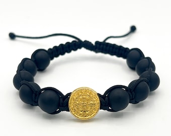 St Benedict Bracelet Men Women Black Beads Catholic Jewelry Gift
