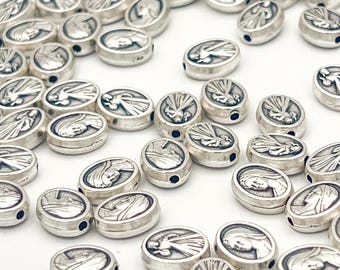Divine Mercy Virgin Mary Oval Medals Bulk Lot 50 100 200 Catholic Charms Rosary Making Jewelry Beads Religious DIY Parts 10x8mm