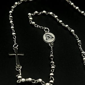 Medjugorje Divine Mercy Silver Stainless Steel Rosary Necklace
