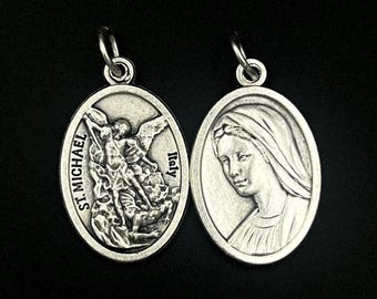 Saint St Michael Virgin Mary Medals Nickel Lead Free DIY SUPPLIES WHOLESALE 25x16mm