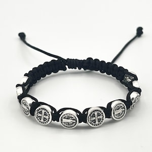 Catholic Protection Bracelet For Men Women Adult Saint Benedict Medal Religious Jewelry Gift Faith Cord Bracelet