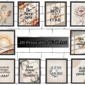 20 stampe da parete con citazioni boho, poster minimalisti neutri con ombre di sole, set di decorazioni moderne da scaricare digitalmente