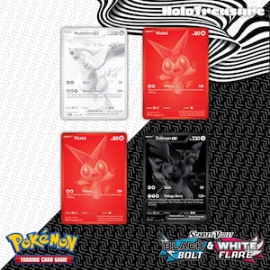Zwarte Bliksem & Witte Vlam - Pokémonkaart - Zekrom EX - Reshiram EX - Victini - Engelse versie - Holografisch - Proxy - Hoge kwaliteit