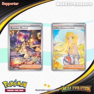 Méga Évolution - Dresseur Pokémon - Espièglerie de Margie -Détermination de Lilie - Version Anglaise - Holographique - Proxy - Haute Qualité