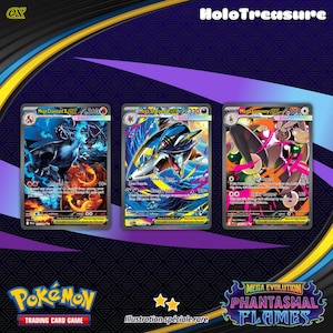 Llamas Fantasmagóricas - Pokémon - Mega EX - Charizard X - Sharpedo - Lopunny - Versión en inglés - Holográfico - Proxy - Alta calidad
