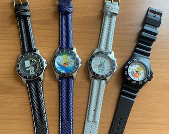 Retro Cartoon Watch Set of 4, Spiky Haired Rebel Kid Wristwatch, 90s Nostalgia Pop Culture Collectible Gift, Unisex Animated Fan Art Watch