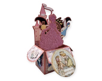 SLEEPING BEAUTY  Pop-Up Box Card Handmade Blank 3D Popup Cards Free shipping on additional cards