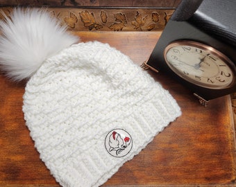 Handmade Crochet SNOW WHITE Beanie | Hat | Cap by FatCat Designs