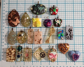 DESTASH PENDANTS | Clay | Resin | Jewelry Setting Base 21 Pieces