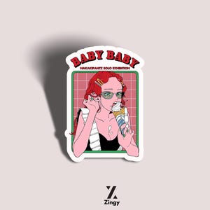 Retro &#39;Baby Baby&#39; Graphic Kiss-Cut Sticker - Trendy Art
