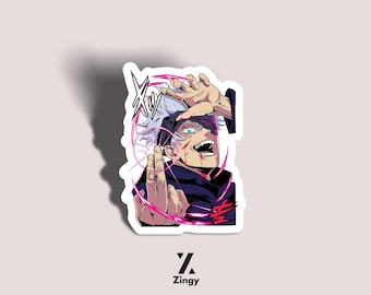 Anime Stickers, Gojo Sensei Kiss-Cut Stickers for Fans, Laptop Decals, Water Bottle Stickers, Phone Case Accessories, Anime Merch
