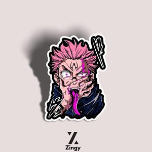 Jujutsu Kaisen Sukuna Die-Cut Stickers, Anime Vinyl Decal for Otaku Laptop, Cursed Energy Sticker, Waterproof, Holographic, JJK Fan Art