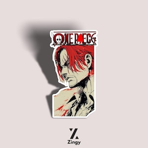 Anime Kiss-Cut Stickers, One Piece Shanks Sticker, Fun Anime Decals for Laptop Water Bottle, Anime Lover Gift, Otaku Collection, Japanese