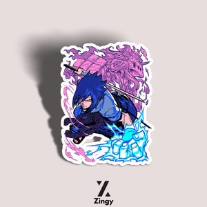 Sasuke Uchiha Sticker, Waterproof Anime Decal - Naruto, Premium Kiss-Cut Design, Laptop Skateboard, Phone, Water Bottle, Car Accessories