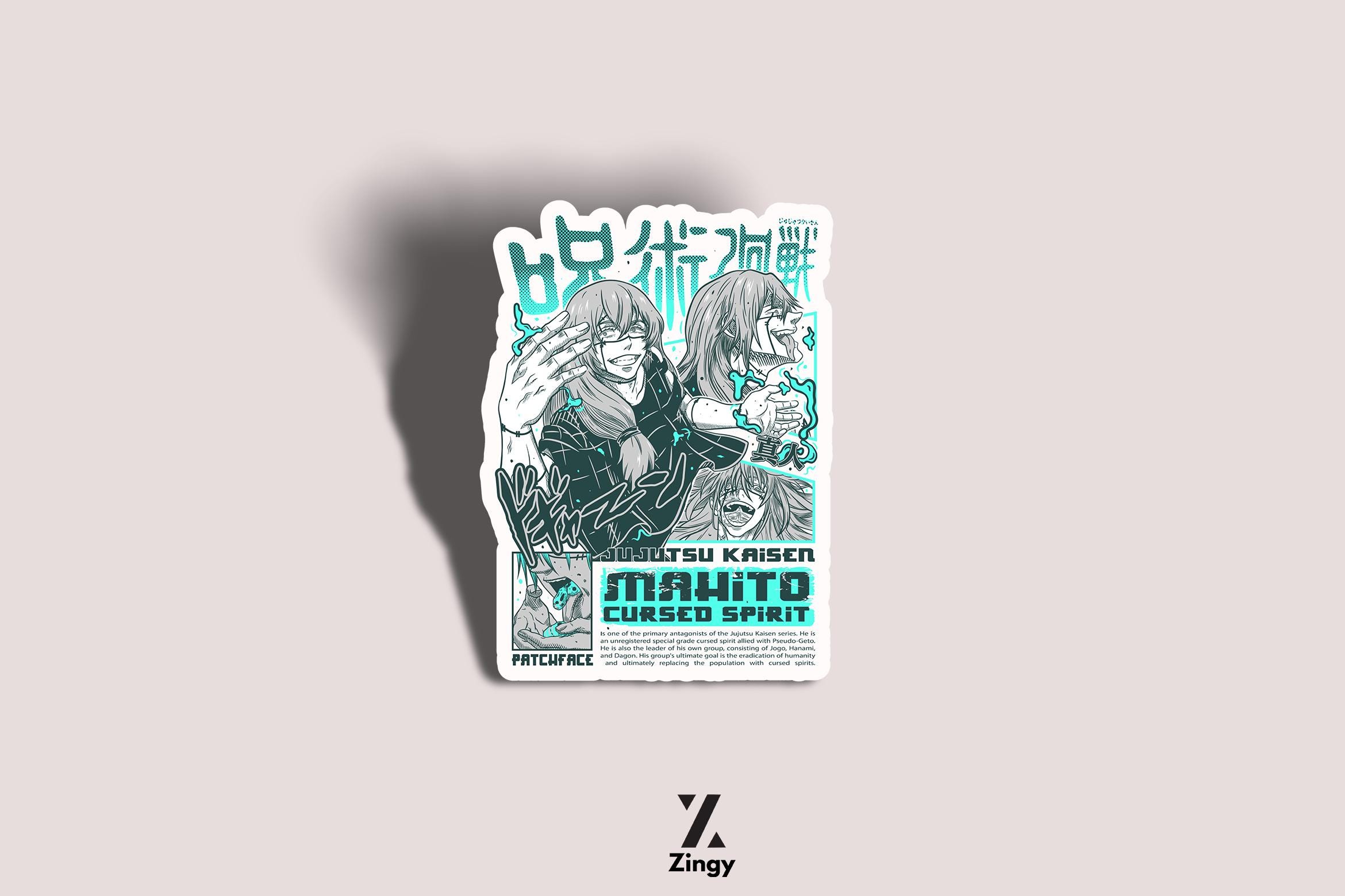 Jujutsu Kaisen Anime Sticker, Mahito, Kiss-Cut Stickers, Laptop Decals, Waterbottle Stickers, Phone Stickers