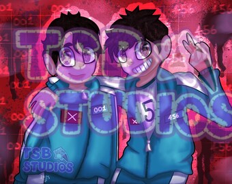 456, 001 Duo Impresión original dibujada a mano