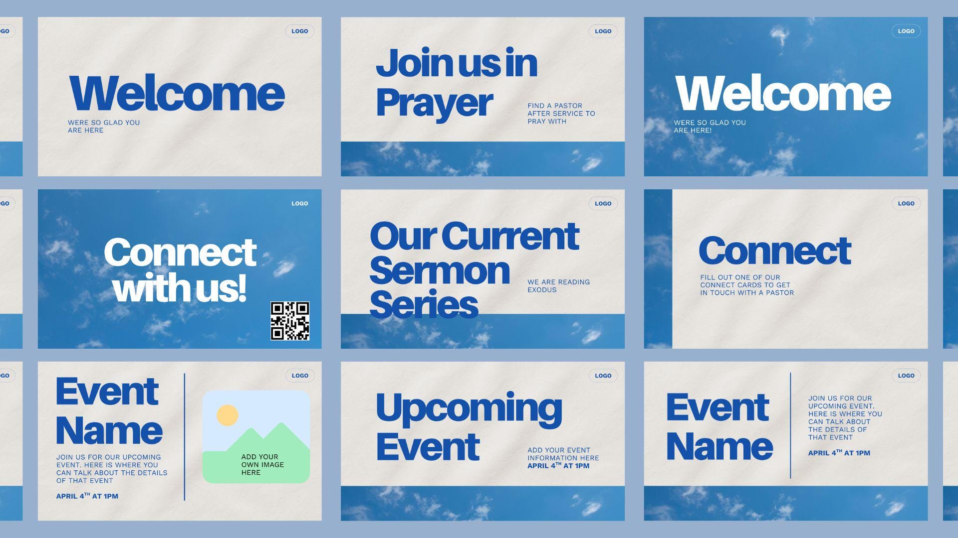 Editable Church Welcome Slides, Modern Worship Service Template (canva ...
