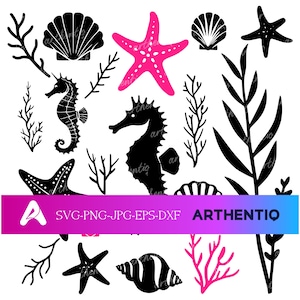 Ocean animals SVG,Mermaid theme decor,Under the sea,Sea shell,Cricut,Silhouette,Cut,Digital,Instant downloads