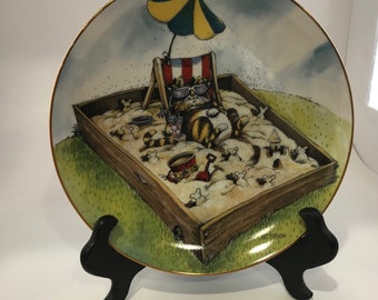 vintage Curiosity Cats by Gary Patterson - Time Out Decorative Plate 1987 - Danbury Mint Collection