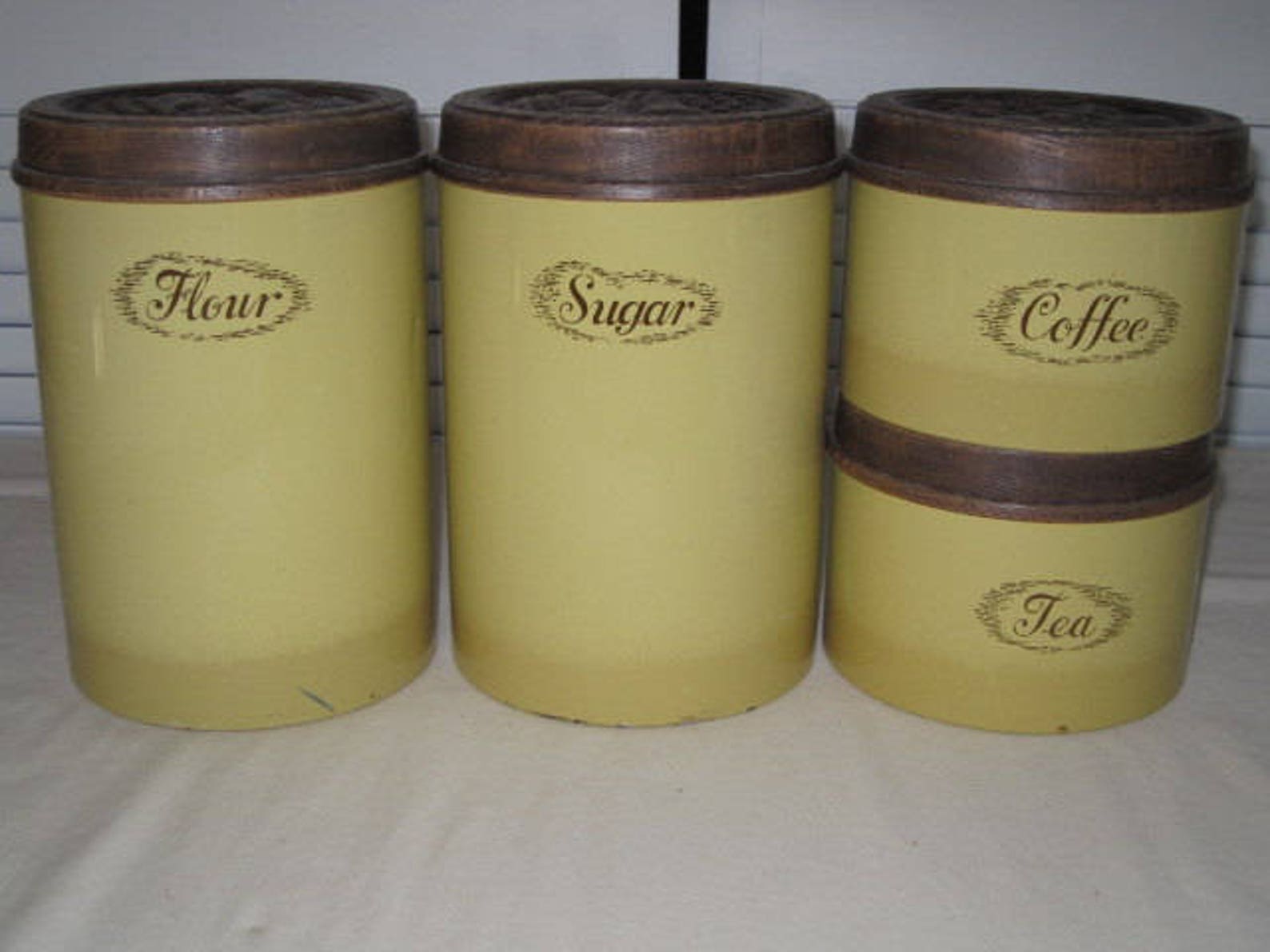 Vintage Harvest Gold Canister set by Cheinco 4 canisters Etsy