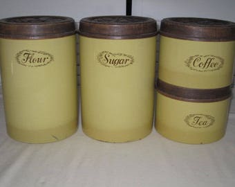 vintage Harvest Gold Canister set by Cheinco - 4 canisters