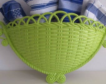 vintage Key Lime Basket for Storage - Wall Hanging - kitchen storage - kitchen display - wall storage - storage basket