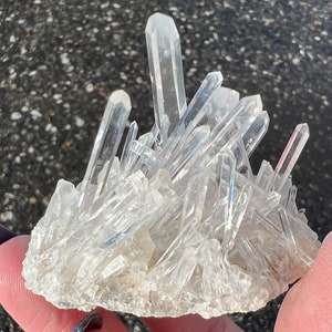 Blue Mist Quartz Cluster from Colombia, Clear Crystal, Colombian Optical Blue Smoke Lemurian Seed, Rare Minerals, Gift for Her Collector #16
