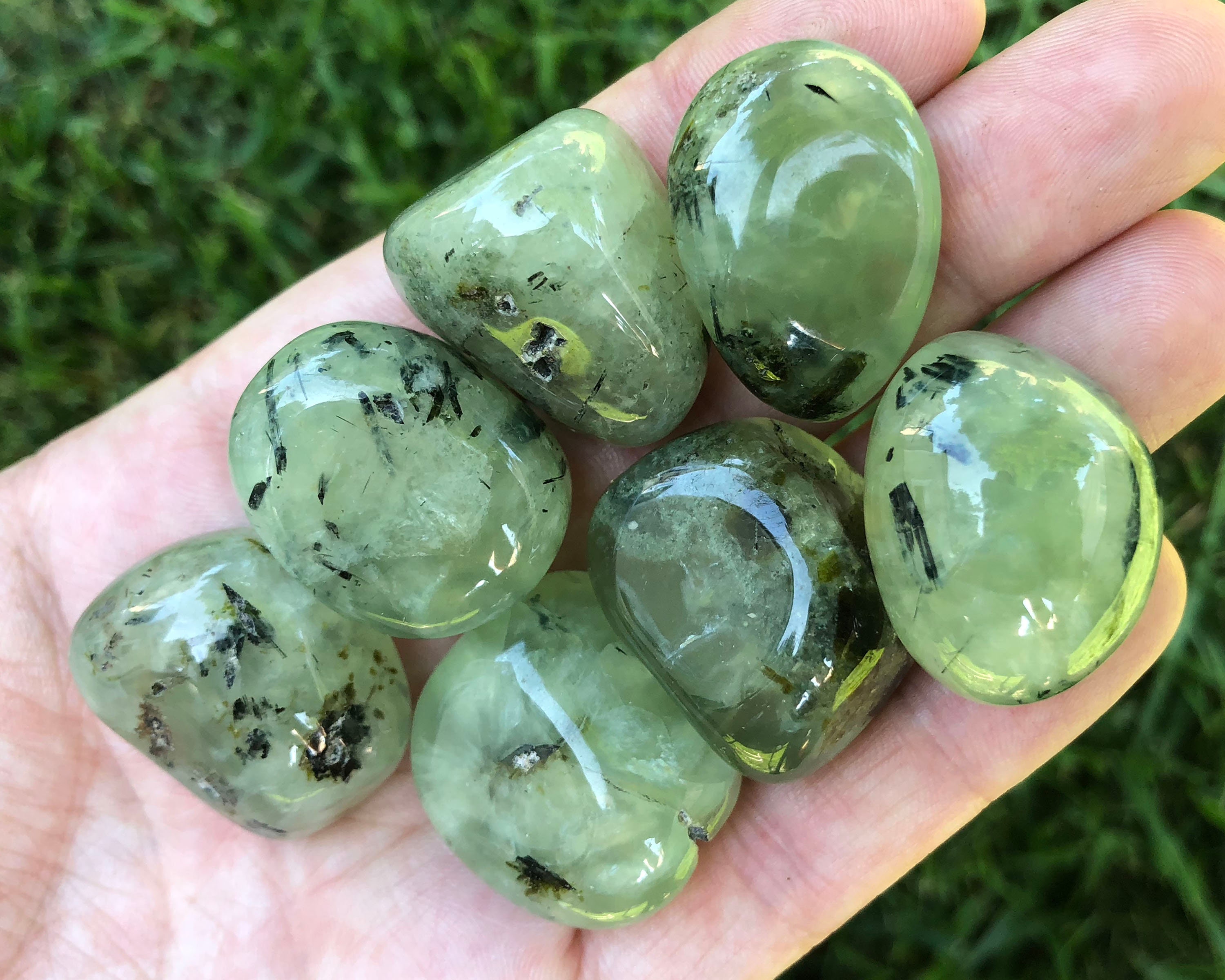 1/4 Pound Prehnite & Epidote Tumbled Stones Quarter Lb, Bulk