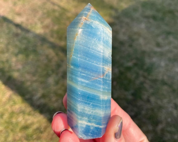 Large Brazilian Banded Blue Onyx Top Polished Base Cut Points Large Brazilian Banded Blue Onyx Top Polished Base Cut Points