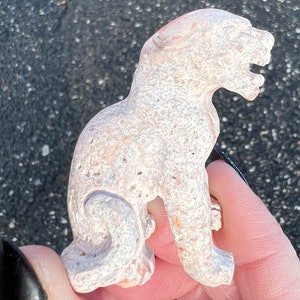 Jaguar Opal Carving, Panther Figurine, Crystal Cougar, Mountain Lion, Lioness, Mexican Fire Opal in Matrix, Birthday Gift for Her, Wife #1