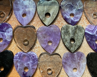 3.1&quot; Crystal Planchette, Choose Chevron Amethyst, Gold Sheen Obsidian, Smoky Quartz, Ouija Board, Witchy Gift for Her, Occult Best Friend