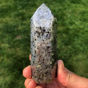 3.9&quot;Larvikite Tower, Blue Feldspar, Glowing Feldspar Tower, Self Standing, Polished Point, Witchy Gift for Her, for Friend, Home Decor #1