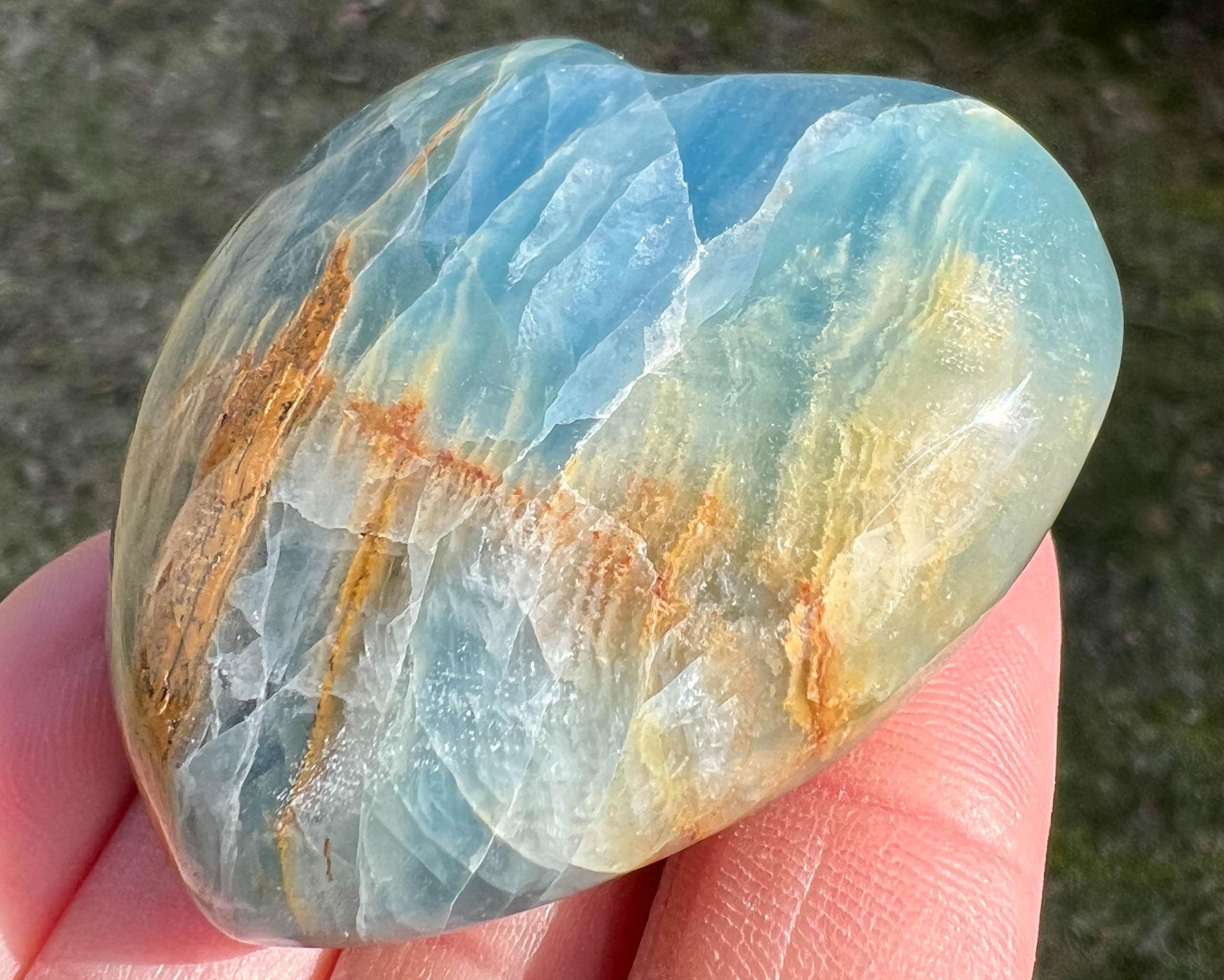 2インチ レムリアンブルーカルサイト クリスタルハート #7 アクアチン