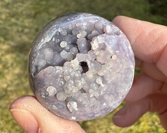Sparkly Grape Agate Sphere: Purple Botryoidal Chalcedony with Druzy Quartz #10