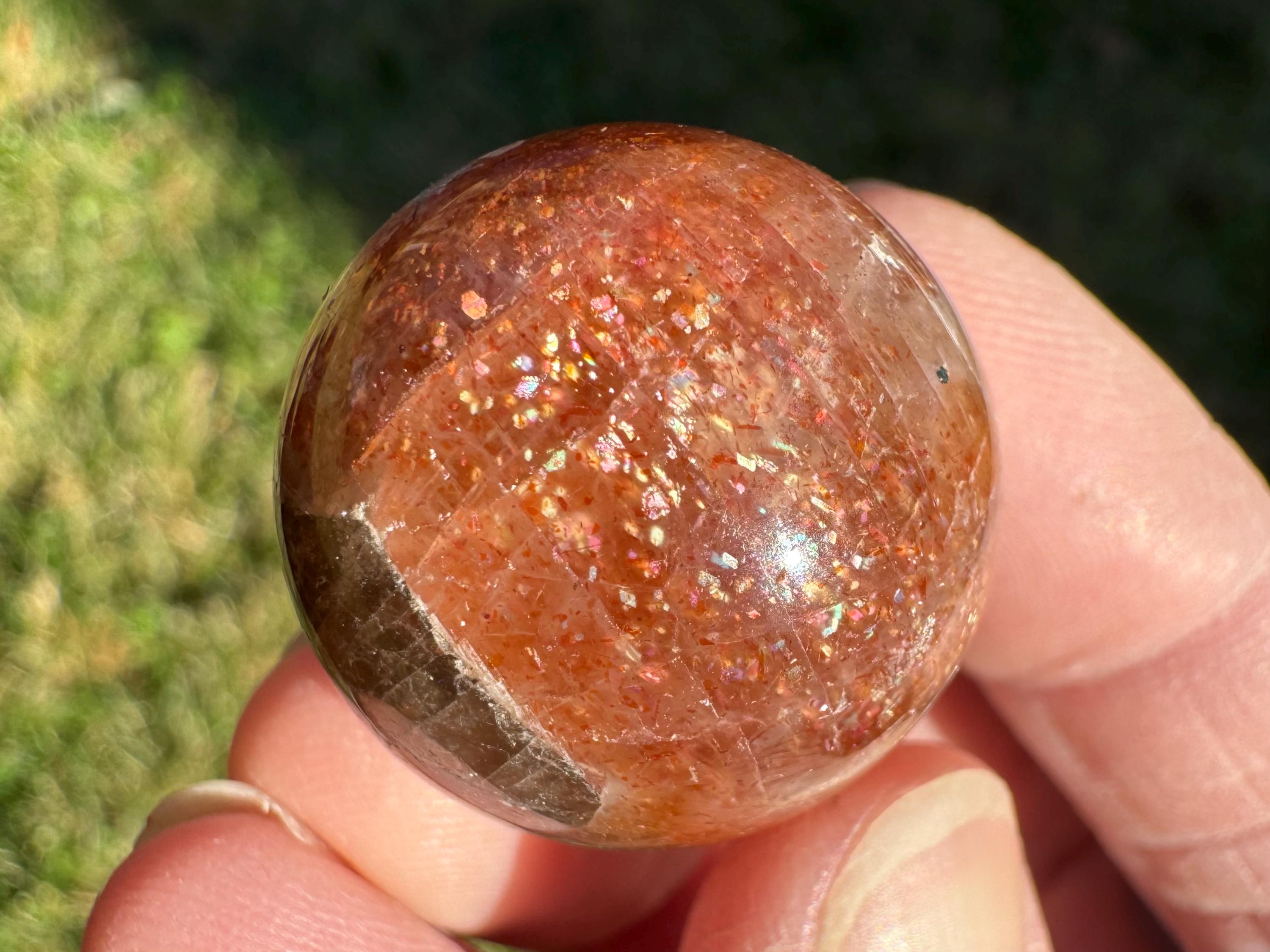 ミニ 1 インチ レインボー コンフェッティ サンストーン ムーン