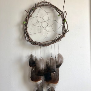 Vine Dream Catcher with Iridescent Wild Turkey Feathers image 9