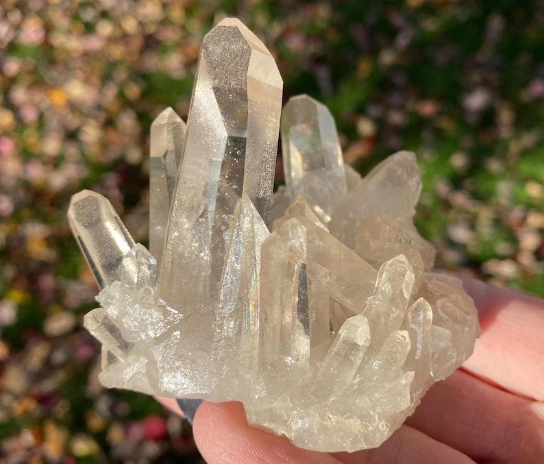 Racimo de cuarzo transparente de Brasil: Cristal óptico, espécimen mineral n.° 34 imagen 1