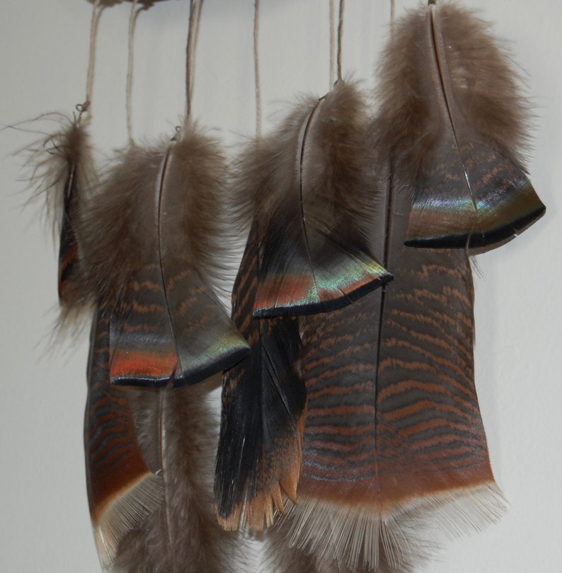 Vine Dream Catcher with Iridescent Wild Turkey Feathers image 8