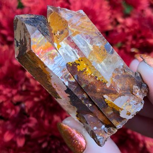 Arkansas Quartz Cluster with Natural Vibrant Rainbows and Iridescent Rainbow Iron Aura #20